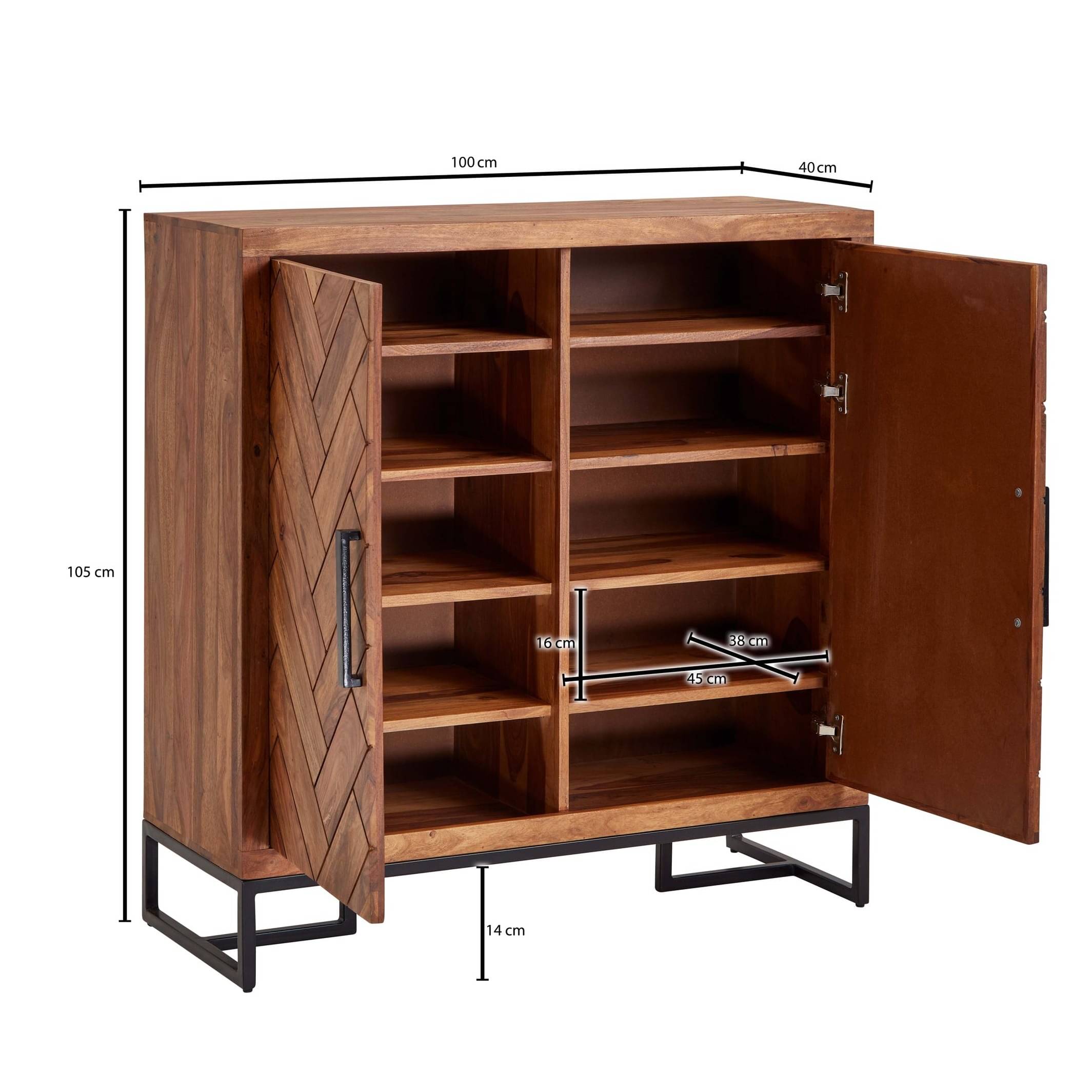 Sapa Wooden Shoes Stand with 2 Door Cabinet Storage