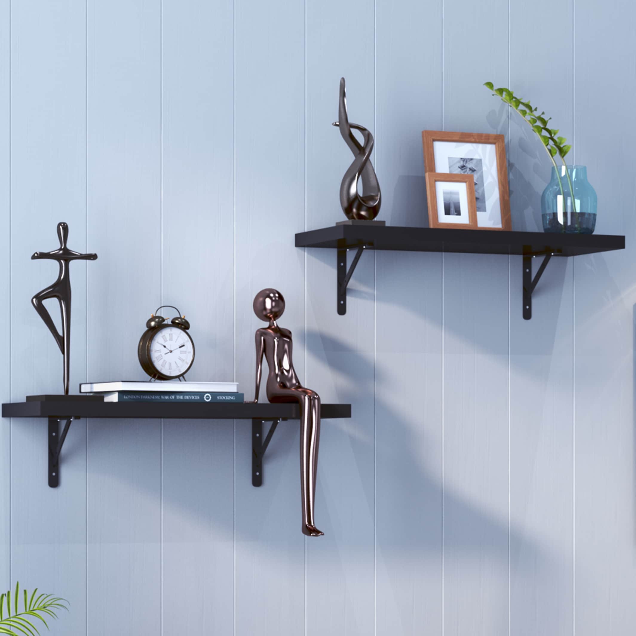 Eric Wood & Metal Wall Mounted Floating Shelves