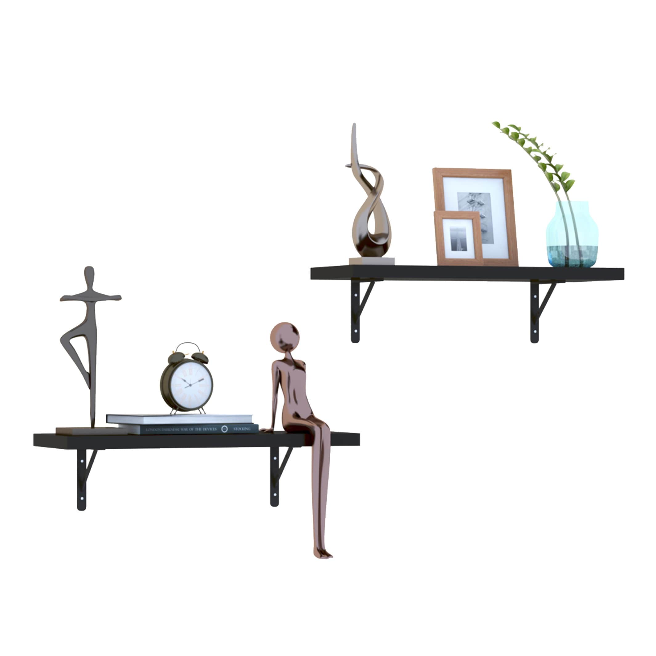 Eric Wood & Metal Wall Mounted Floating Shelves - top_view