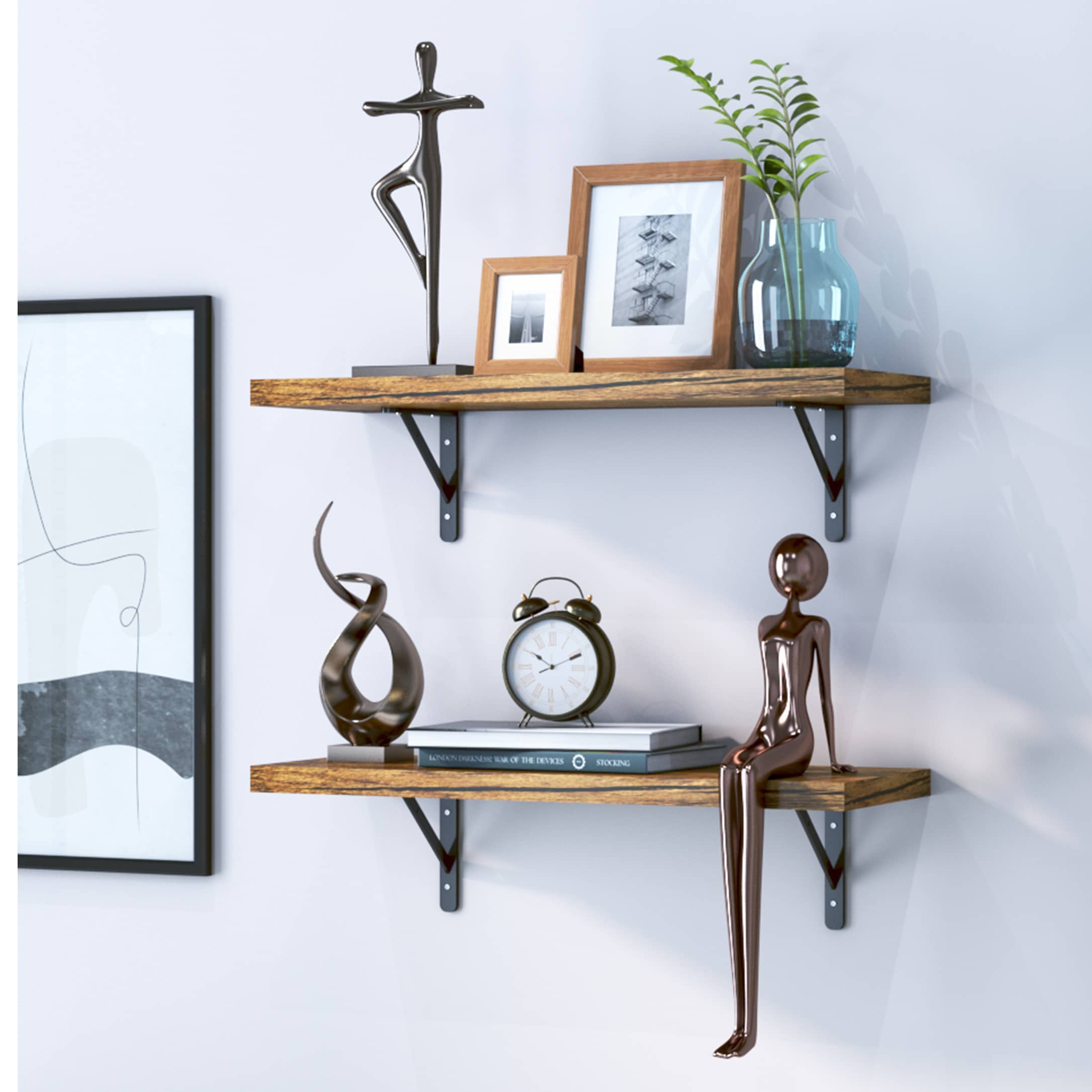 Eric Wood & Metal Floating Shelves