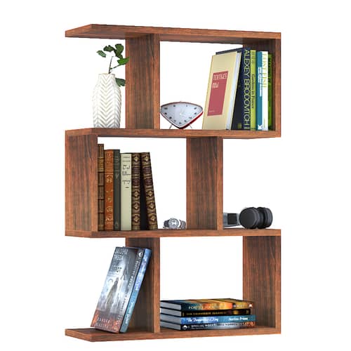 Omega Book Shelf/Wall Shelf and Storage Unit | Display Unit (Walnut, Set of 1)