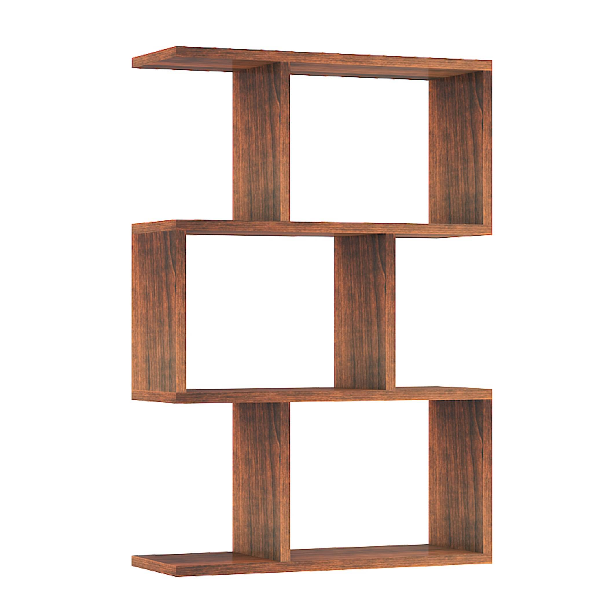 Omega Book Shelf/Wall Shelf and Storage Unit | Display Unit (Walnut, Set of 1)