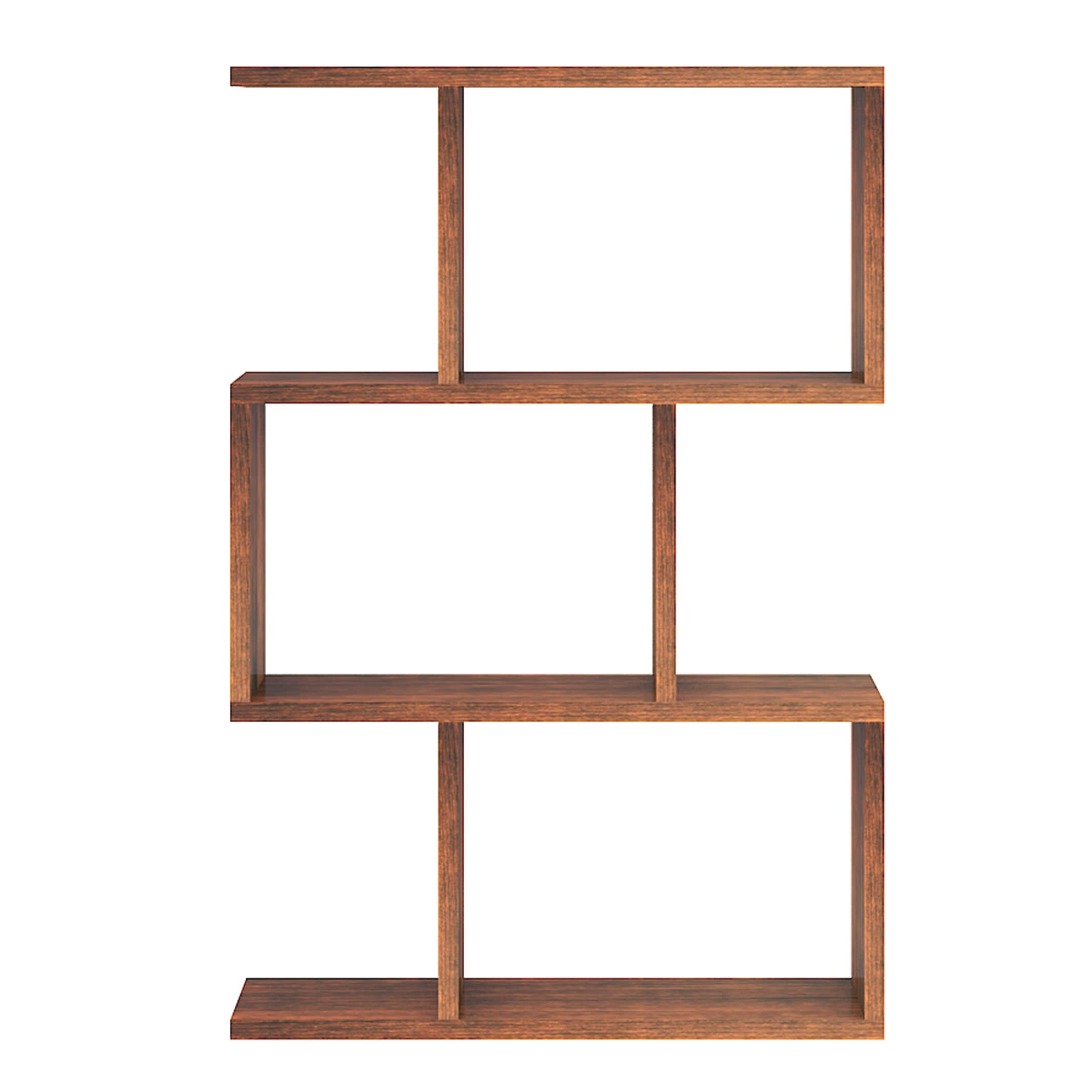 Omega Book Shelf/Wall Shelf and Storage Unit | Display Unit (Walnut, Set of 1) - rear_view