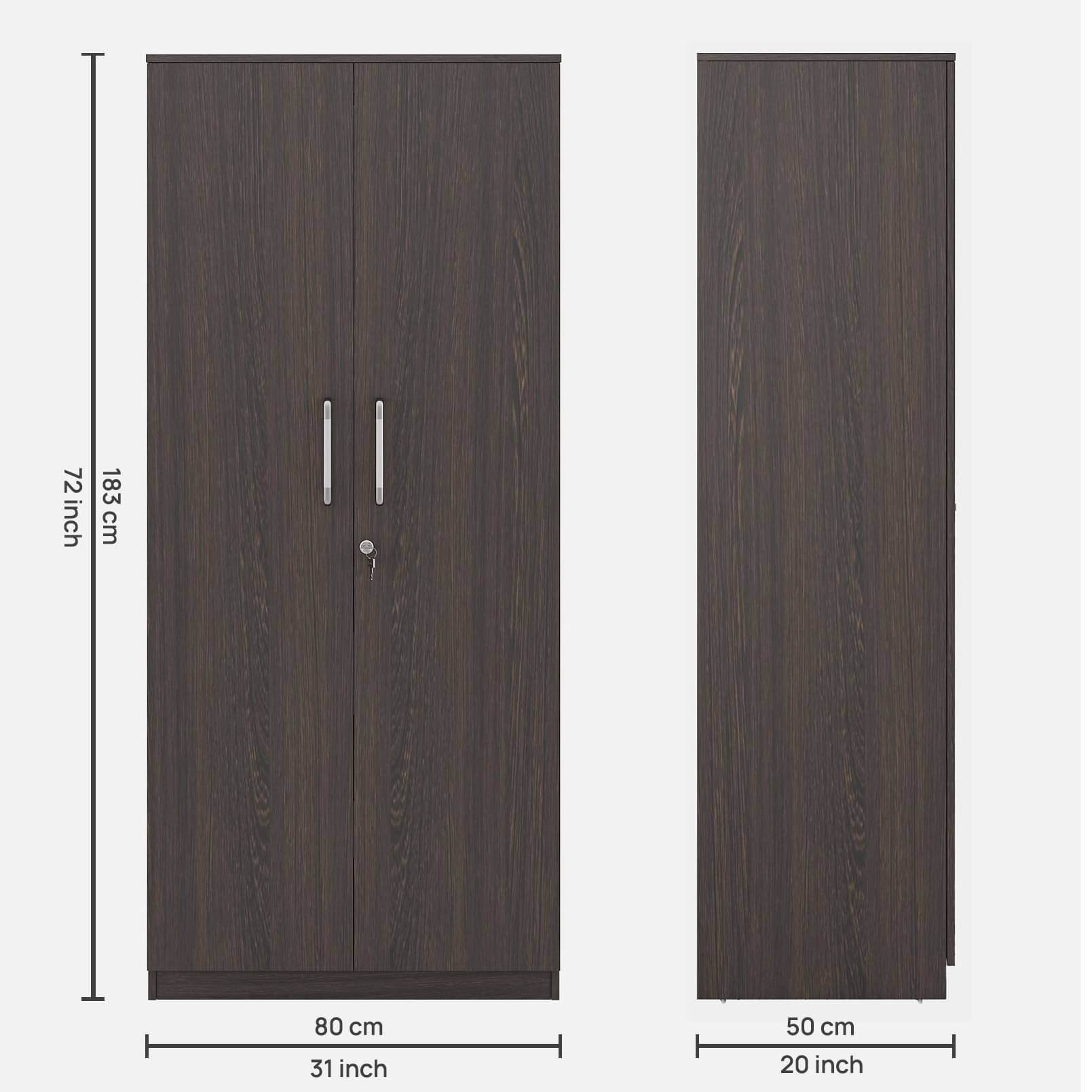 Sugi 2 Door Engineered Wood Wardrobe With Drawer