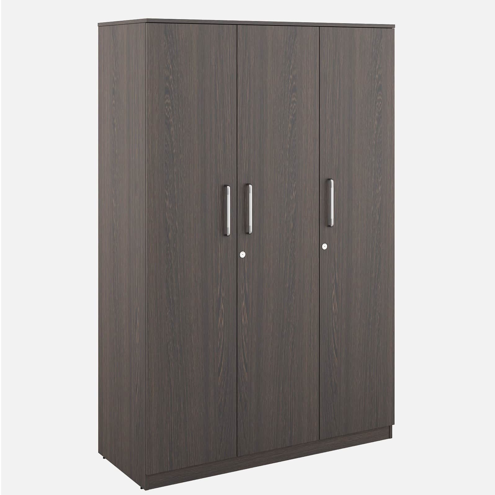 3 Door Engineered Wood Wardrobe with Drawer - front_view