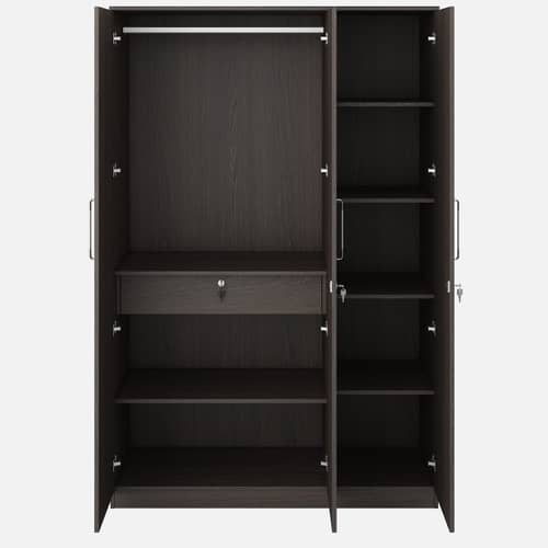 3 Door Engineered Wood Wardrobe with Drawer