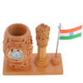 Wooden Pen Holder with Flag & Clock I Handicraft - right_view