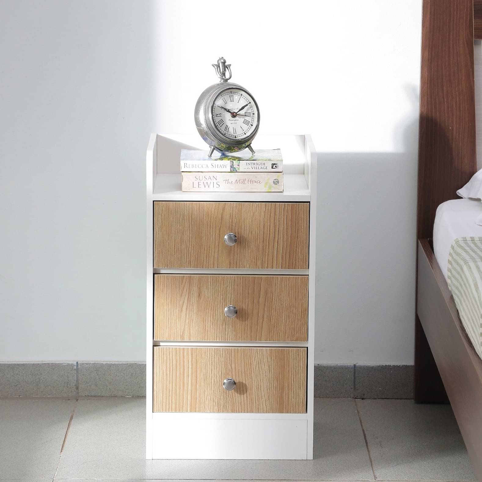 Woodit Bedside Table in White Colour