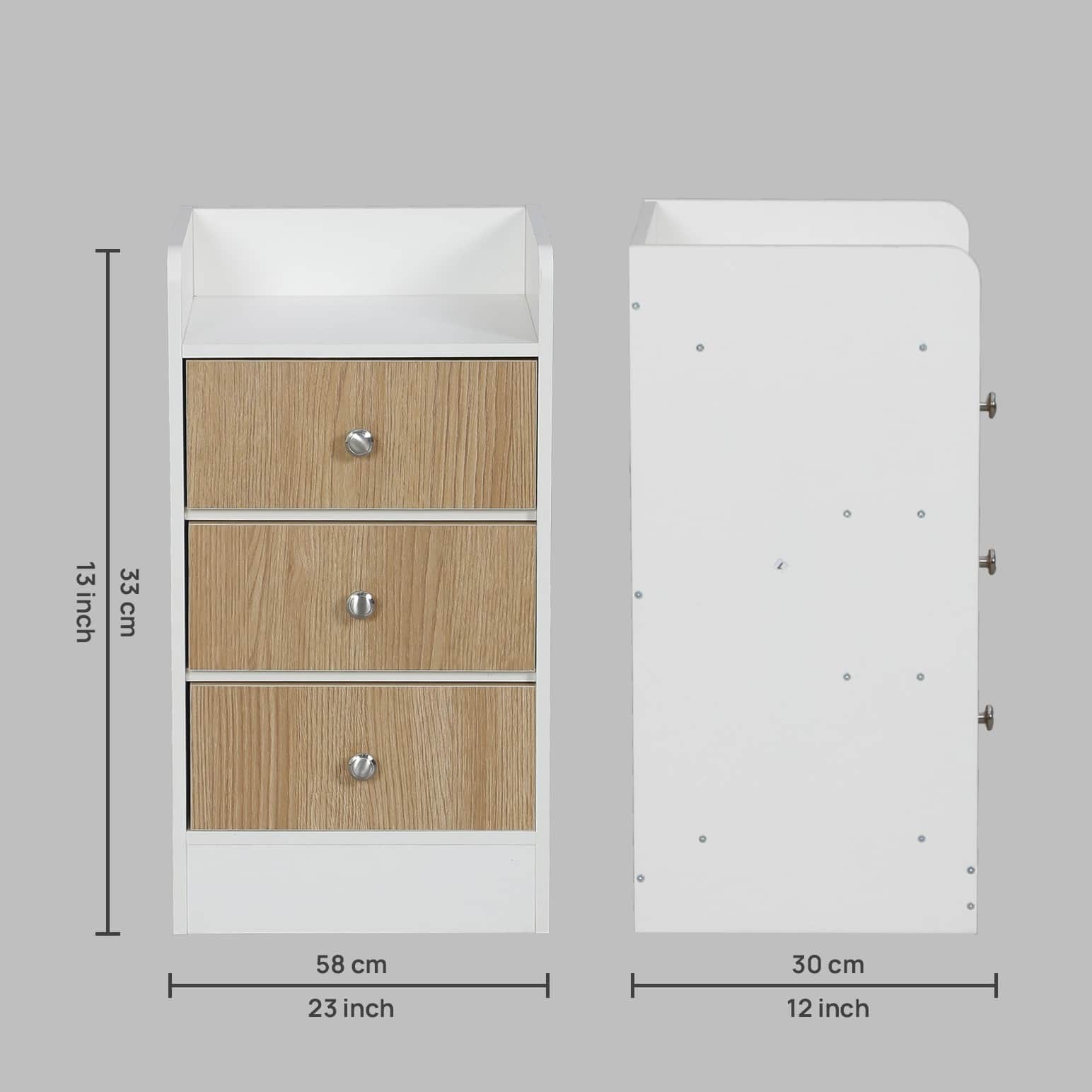 Woodit Bedside Table in White Colour - rear_view