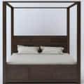 Trios Solid Sheesham Wood Queen Size Poster Bed with Storage - front_view