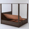 Trios Solid Sheesham Wood Queen Size Poster Bed with Storage - top_view