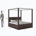 Trios Solid Sheesham Wood Queen Size Poster Bed with Storage - rear_view