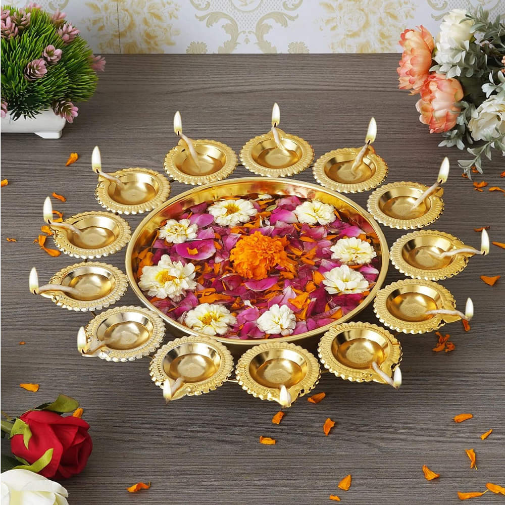 Orleans Diya Shape Decorative Urli Bowl for Home Decor and Gift - photo