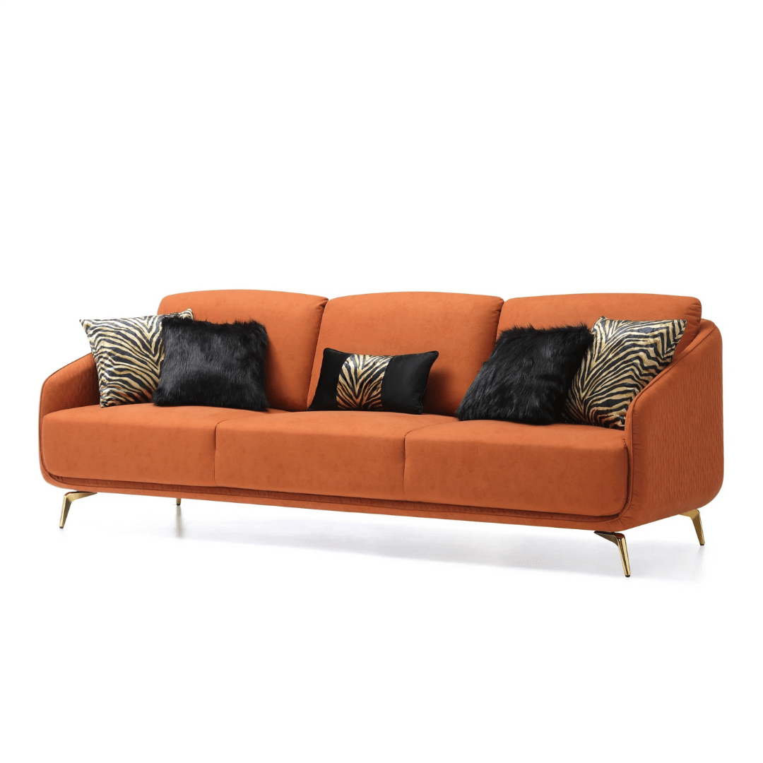 Styx Sectional 3 Seater Velvet Sofa - rear_view