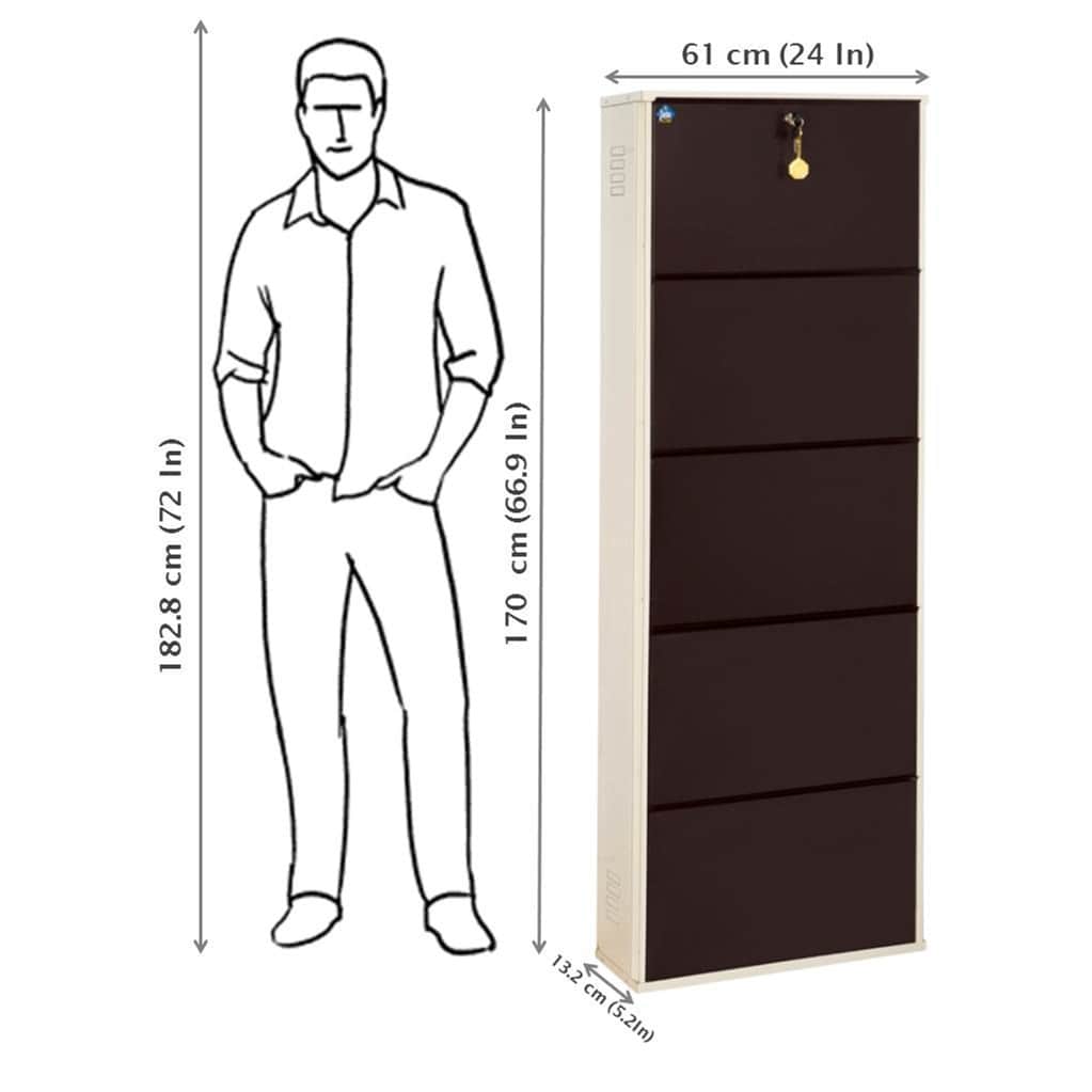 Sapa Powder Coated Infinity 5 Door Steel Shoe Rack - rear_view