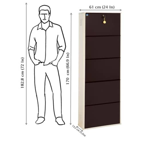 Sapa Powder Coated Infinity 5 Door Steel Shoe Rack