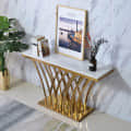 Tauras Stainless Steel Console Table With Marble Top - photo