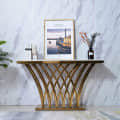 Tauras Stainless Steel Console Table With Marble Top - front_view