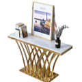 Tauras Stainless Steel Console Table With Marble Top - rear_view