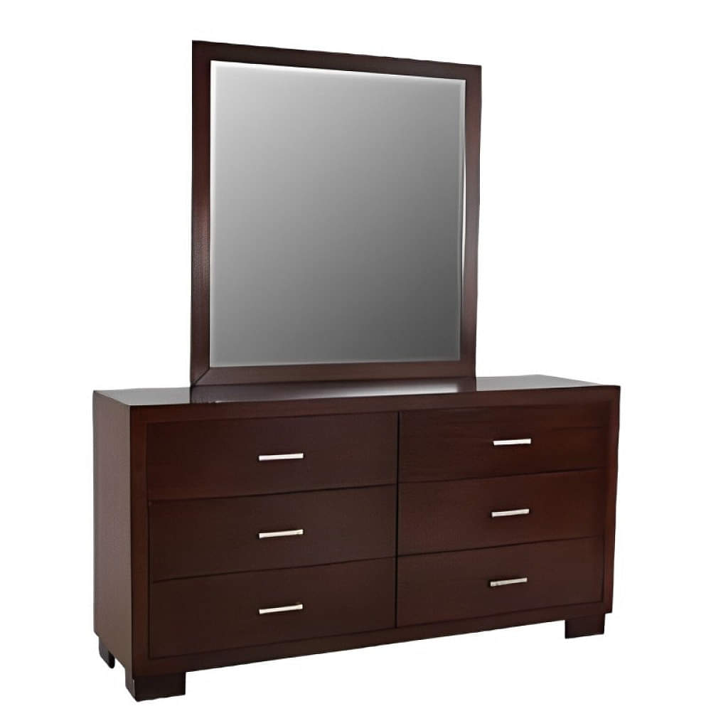 Orleans 6 Drawer Dressing Table With Square Shape Mirror - photo