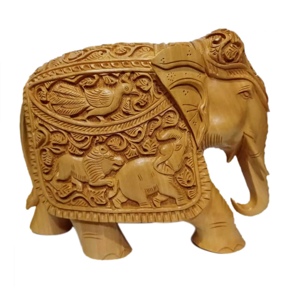 Wooden Elephant carving - photo