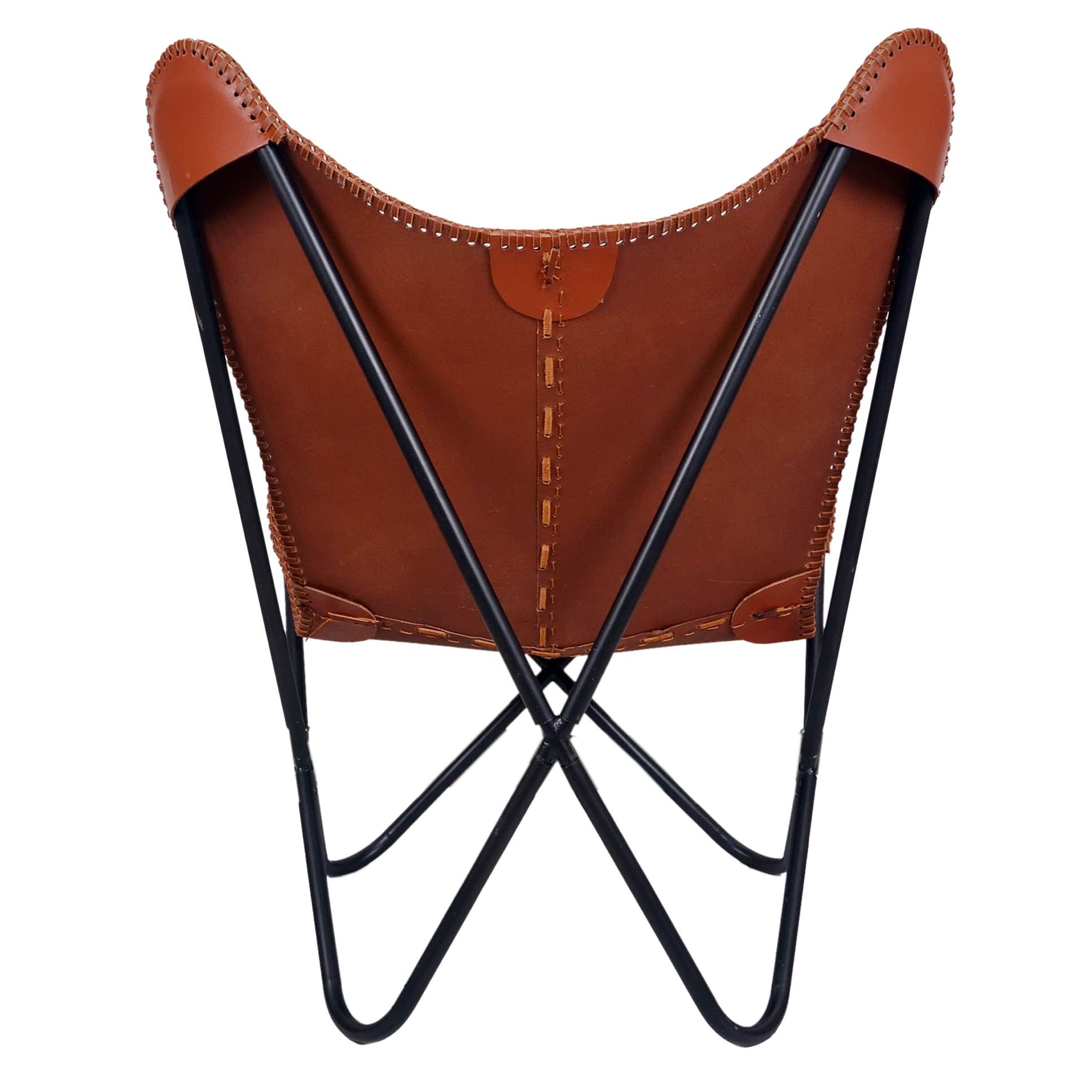 Barcelona Handmade Leather Butterfly Chair - rear_view