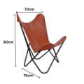 Barcelona Handmade Leather Butterfly Chair - top_view