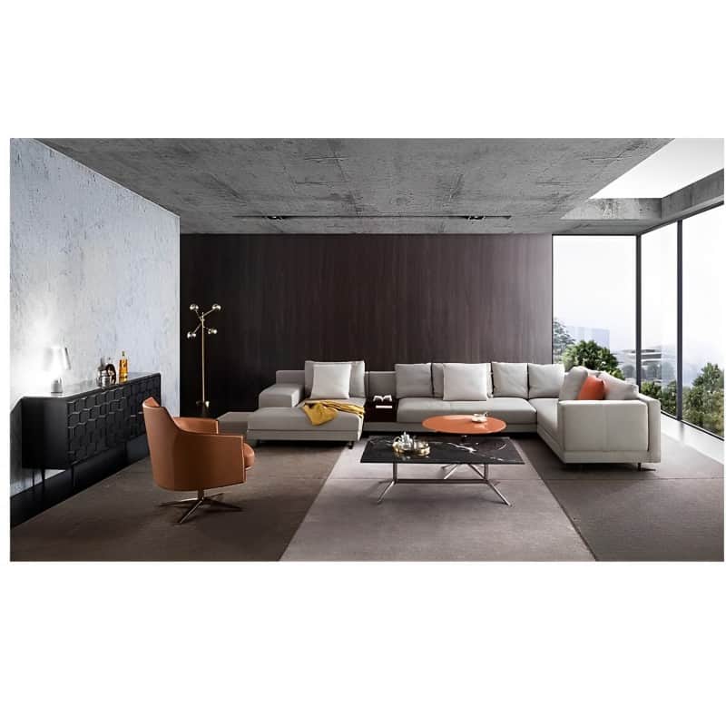 Madeira L Shape Ivory 5 Seater Sofa - rear_view
