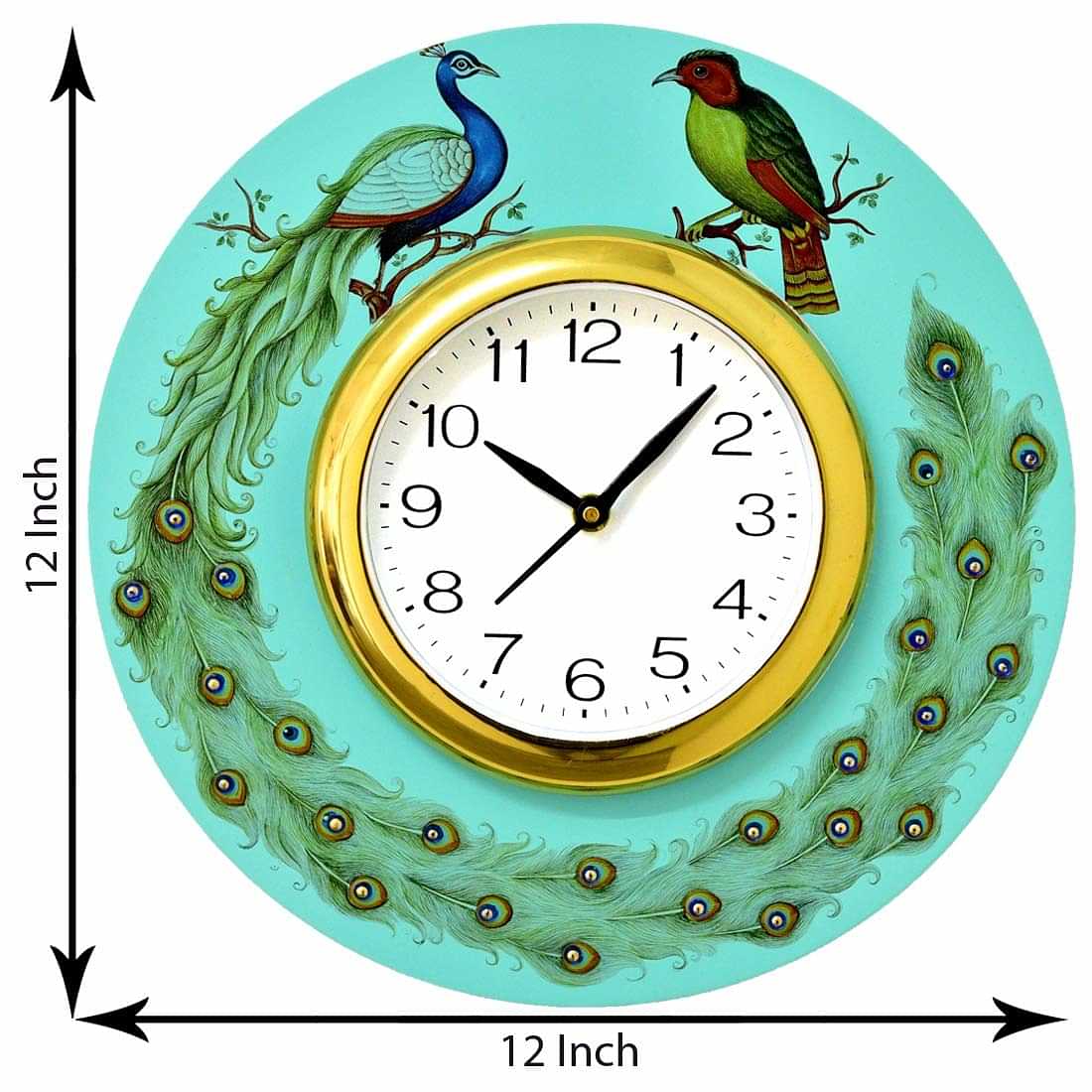 Peacock Wall Clock in Multicolour - photo