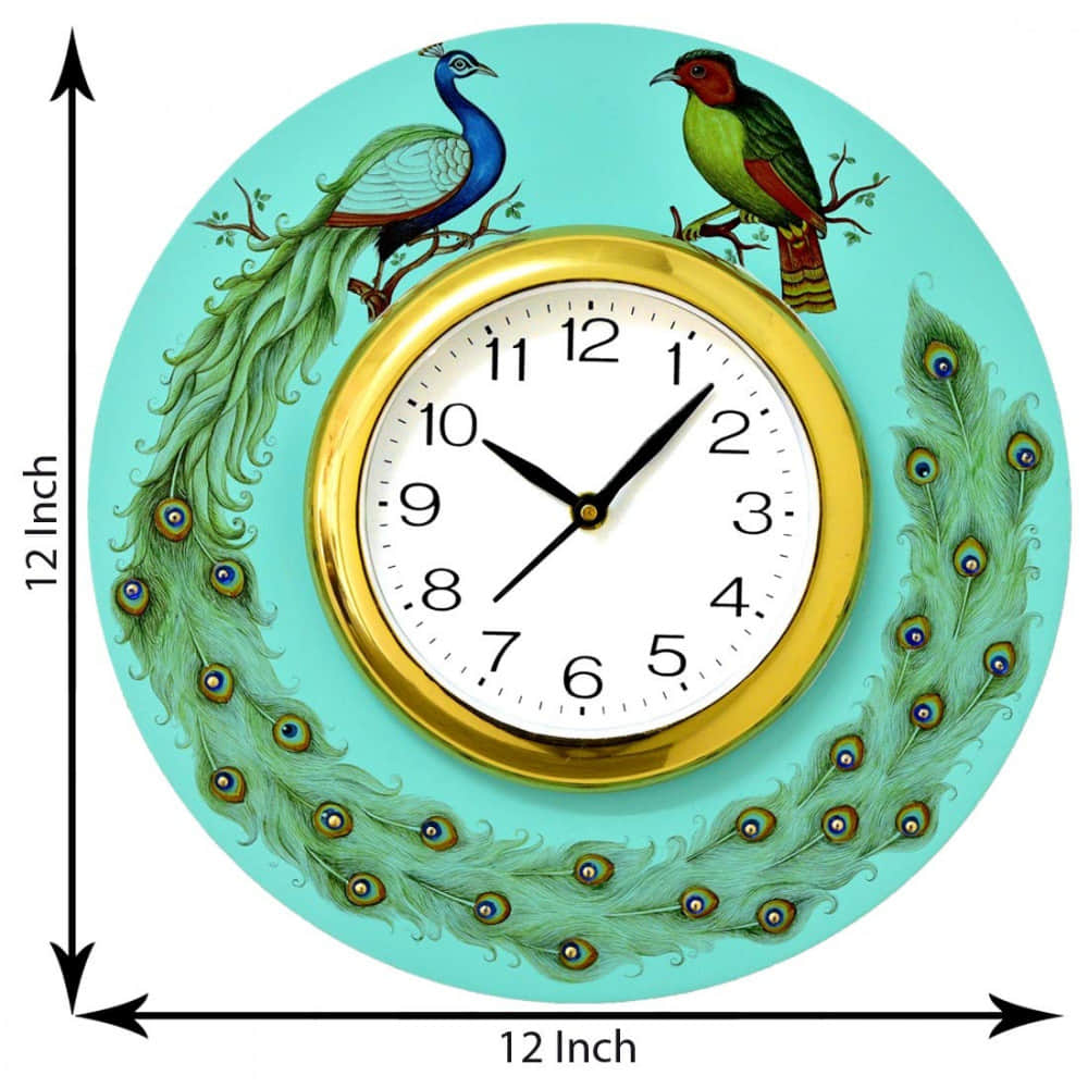 Peacock Wall Clock in Multicolour - photo