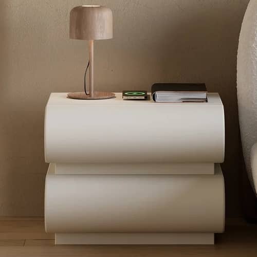 Modern White Bedside Table With Wireless Charging