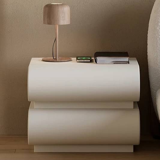 Modern White Bedside Table With Wireless Charging