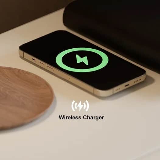 Modern White Bedside Table With Wireless Charging - top_view