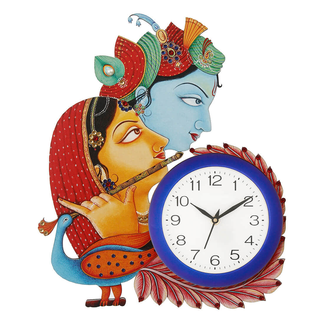 Radhey & Krishna Multicolor Wall Clock - top_view