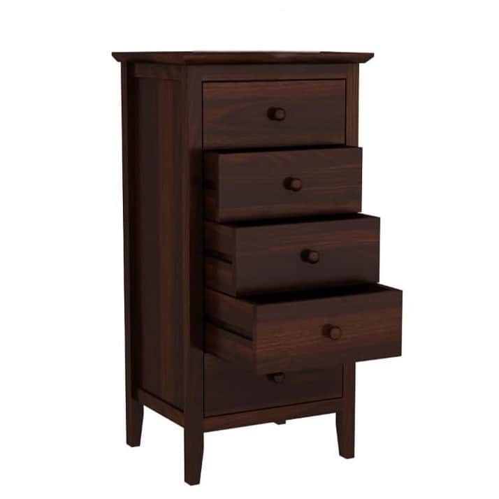 Solid Sheesham Wood Chest Of Drawers (Walnut) - left_view