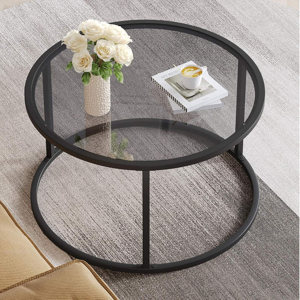 Serene Round Glass Coffee Table - photo