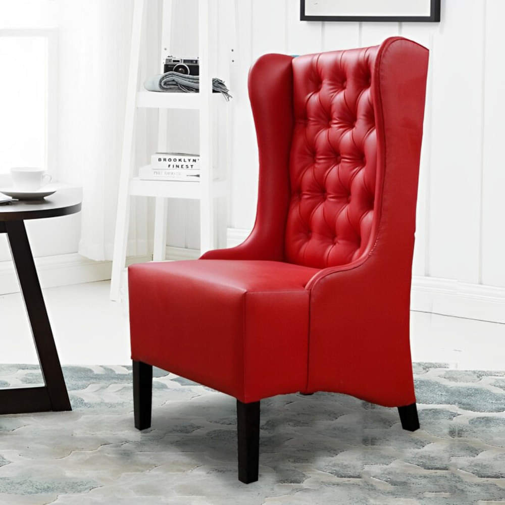Red Accent Chair With Leatherette Upholstery - photo