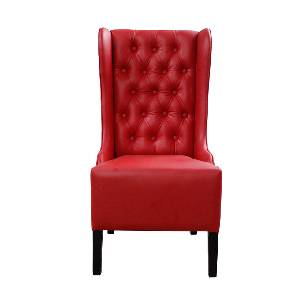 Red Accent Chair With Leatherette Upholstery