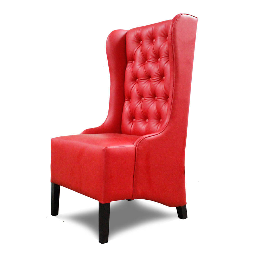 Red Accent Chair With Leatherette Upholstery