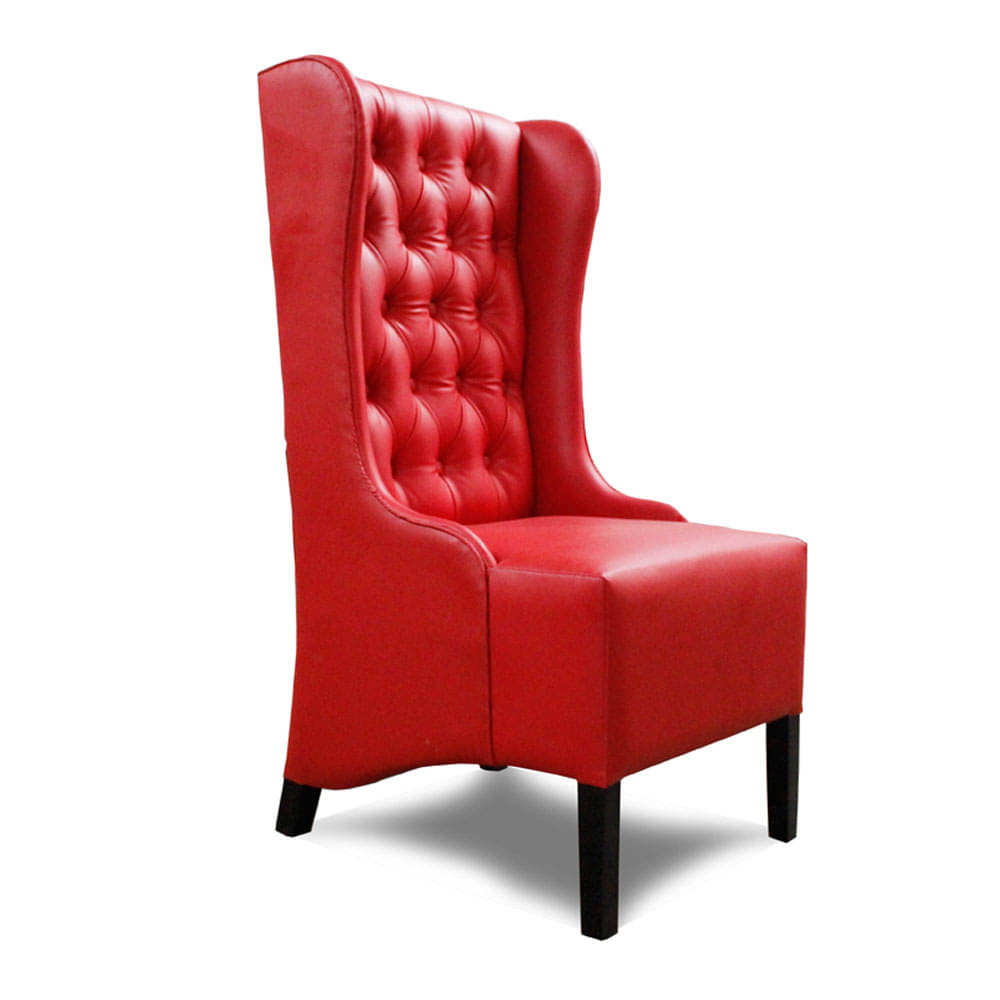 Red Accent Chair With Leatherette Upholstery