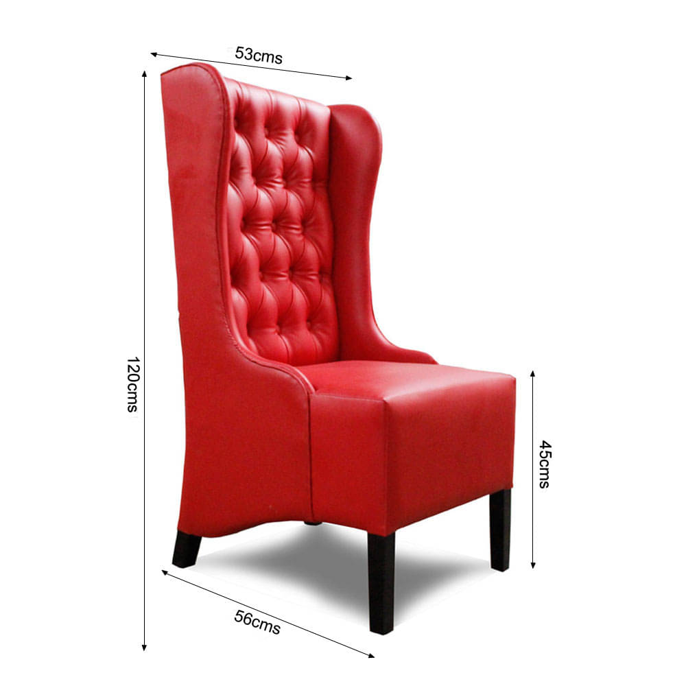Red Accent Chair With Leatherette Upholstery
