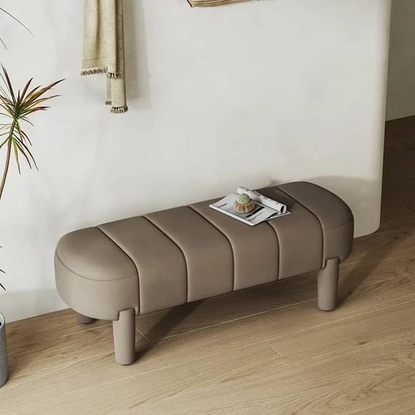 Ness Velvet Upholstered Entryway Bench with 4 Legs