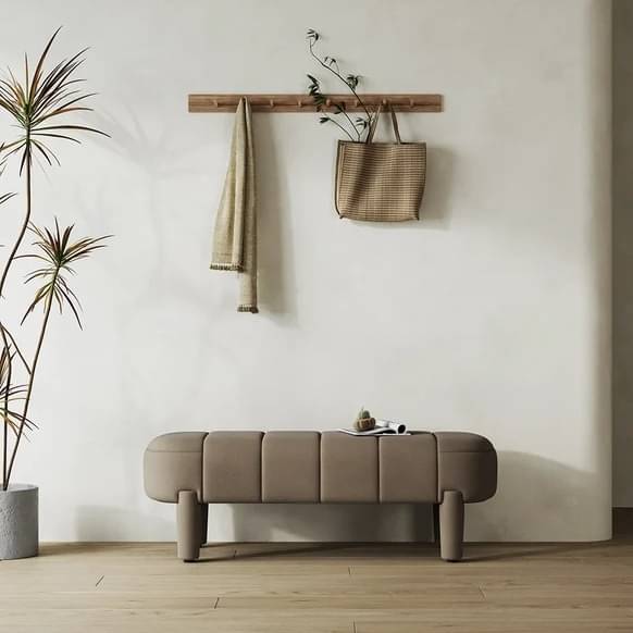 Ness Velvet Upholstered Entryway Bench with 4 Legs