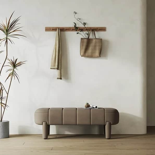 Ness Velvet Upholstered Entryway Bench with 4 Legs - rear_view