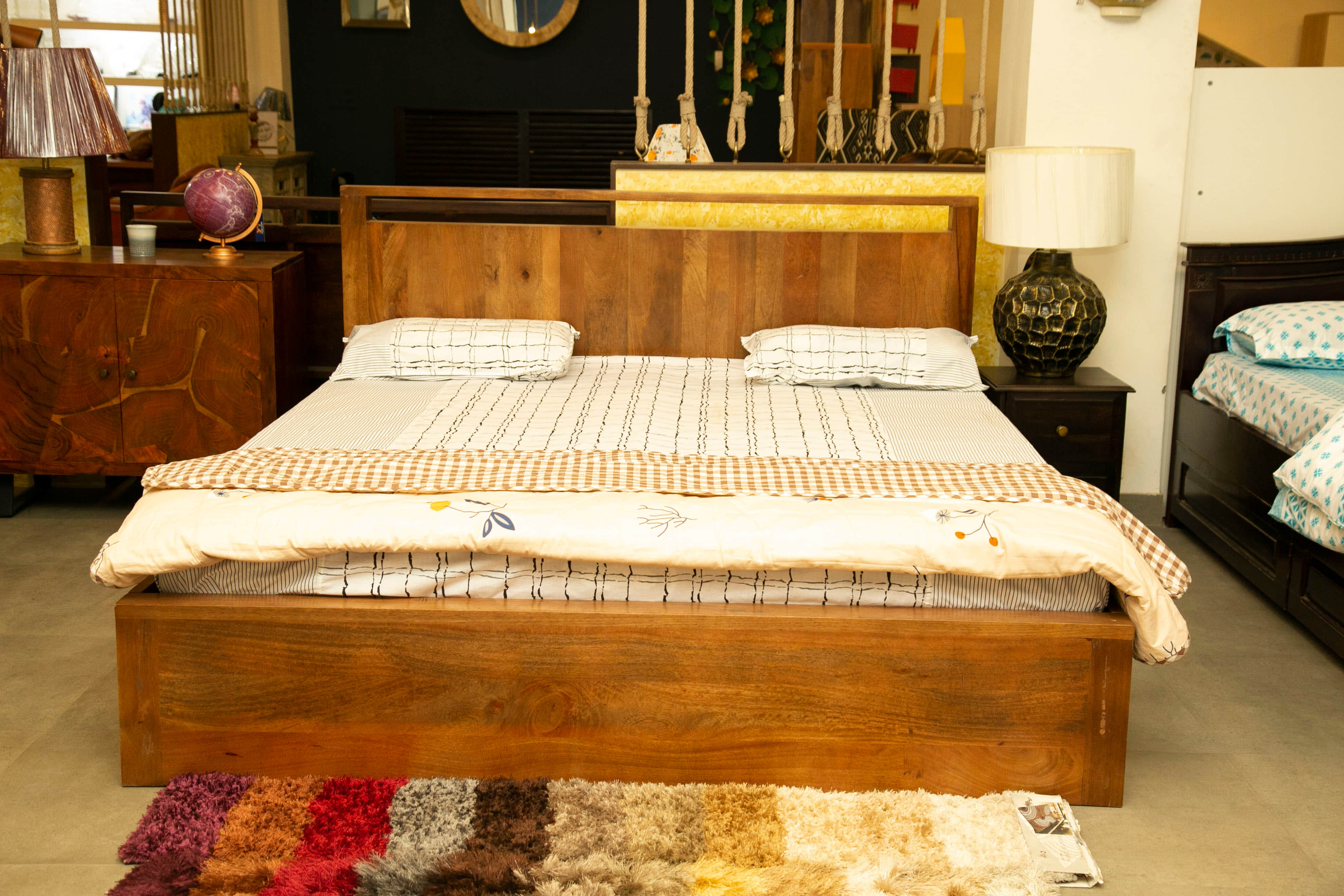 King Size Bed In Natural Colour - front_view