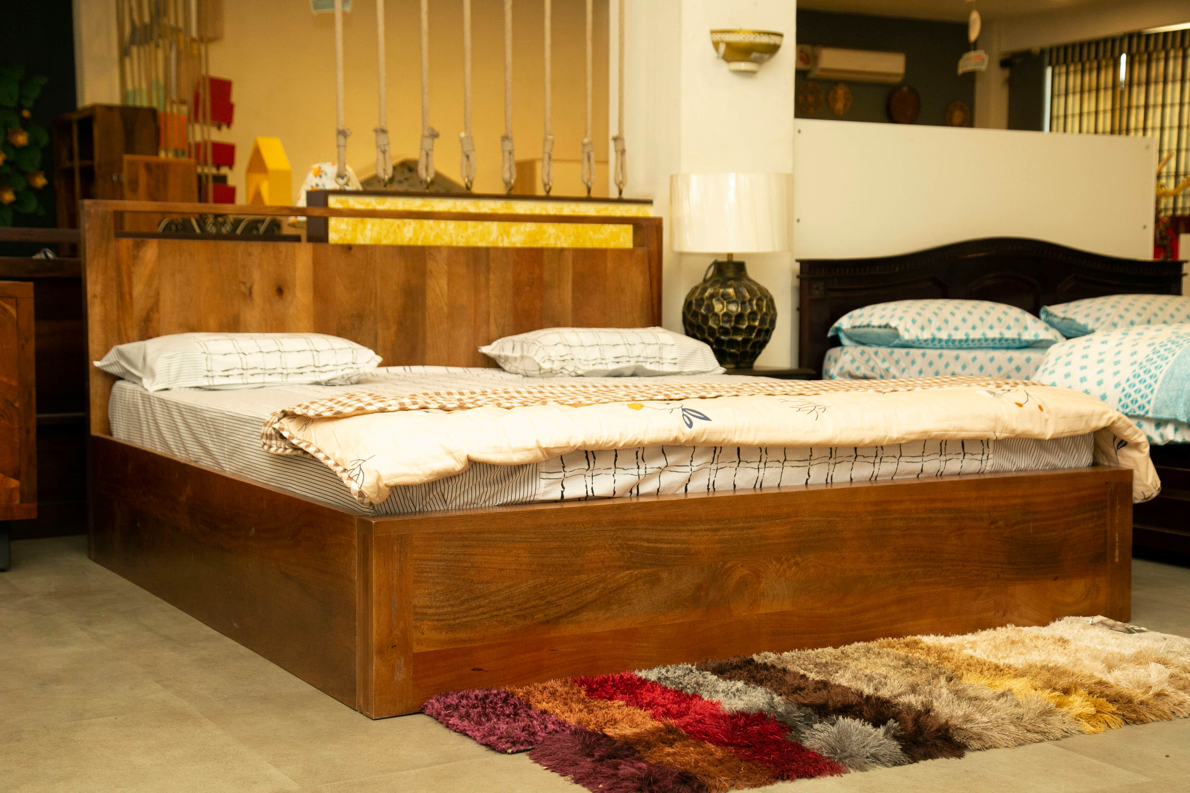 King Size Bed In Natural Colour - right_view