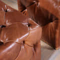 Tuxedo Cube Shape Leather Puff Stool - front_view
