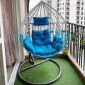 Kyoto Swing Chair With Cushion (White & Sky Blue) - front_view