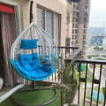 Kyoto Swing Chair With Cushion (White & Sky Blue) - top_view