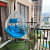 Kyoto Swing Chair With Cushion (White & Sky Blue) - top_view